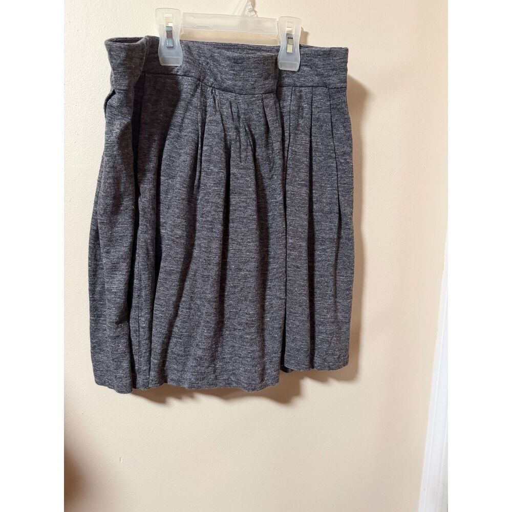 Eileen Fisher Gray Linen Pleated Skirt Elastic Waist Minimalist Women’s